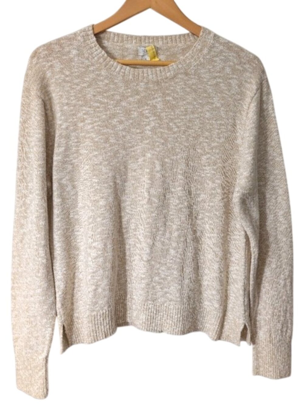 J. Crew Cotton Blend  Crewneck Sweater Beige‎ Heather Size L